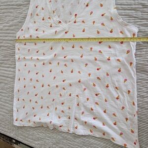 LOFT White Tank Top with Colorful Print